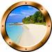 East Urban Home Tropical Beach Porthole 3D Ocean Wall Decal Vinyl in Green/Blue/Brown | 20" H x 20" W x 0.01" D | Wayfair