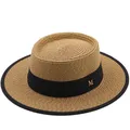 Chapeau de soleil d'été pour dames mode fille chapeau de paille nœud ruban chapeau de plage