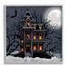 Stupell Industries Creepy Haunted Halloween House Under Moonlit Sky Black Framed Giclee Texturized Art By Grace Popp in Brown | Wayfair