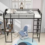 Mason & Marbles Klahn Twin Size Loft Bed w/ Built-in-Desk & Shelves Metal in Black | 71 H x 42 W x 79 D in | Wayfair