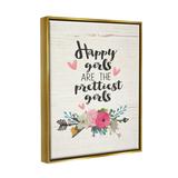 Trinx Happy Girls Prettiest Canvas Wall Art By Jo Moulton Canvas in Black/Brown/Green | 21 H x 17 W x 1.7 D in | Wayfair