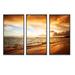 Rosecliff Heights Amazing Sunrise at Atlantic Ocean - 3 Piece Floater Frame Photograph on Canvas Metal in Blue/Orange | 32 H x 48 W x 1 D in | Wayfair