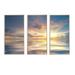 Rosecliff Heights Sunset over Sea w/ Reflection - 3 Piece Floater Frame Photograph on Canvas Canvas, Wood in White | 28 H x 36 W x 1 D in | Wayfair