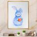 August Grove® Cute Funny Rabbit Bunny - Picture Frame Print on Canvas Canvas, Cotton in Blue/Orange/White | 12 H x 8 W x 1 D in | Wayfair