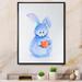 August Grove® Cute Funny Rabbit Bunny - Picture Frame Print on Canvas Metal in Blue/Orange/White | 40 H x 30 W x 1.5 D in | Wayfair