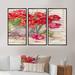 August Grove® Soft Waves Of Sea On Sandy Beach - Sea & Shore Framed Canvas Wall Art Set Of 3 Canvas, in Green/Red | 32 H x 48 W x 1 D in | Wayfair