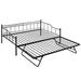 Harriet Bee Metal Daybed w/ Twin Size Adjustable Trundle, Portable Folding Trundle Metal | 36.6 H x 56.4 W x 79 D in | Wayfair
