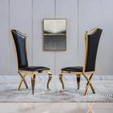 Velvet Backrest Dining Chair with Stainless Steel Legs Set of 2