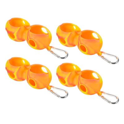 4Pcs Golf Ball Holder Silicone Patterned 2 Balls Carrier with Buckle Yellow