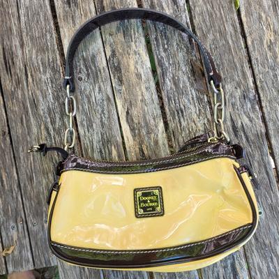Dooney & Bourke Bags | Dooney And Bourke Patent Small Purse Handbag Clutch | Color: Brown/Yellow | Size: Os