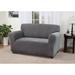 Kathy Ireland Knit Pique Loveseat Slipcover Furniture Protector by Brylane Home in Charcoal