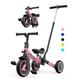 besrey 7-in-1 Toddler Tricycle with 5-Height Parent Steering Push Handle for 1-5 Years Old, Foldable Kids Trike, Bike with Wheel Clutch, Larger Wheels, Removable Pedals, Height Adjustable Seat, Pink