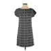 Lou & Grey Casual Dress - Shift: Gray Grid Dresses - Women's Size X-Small