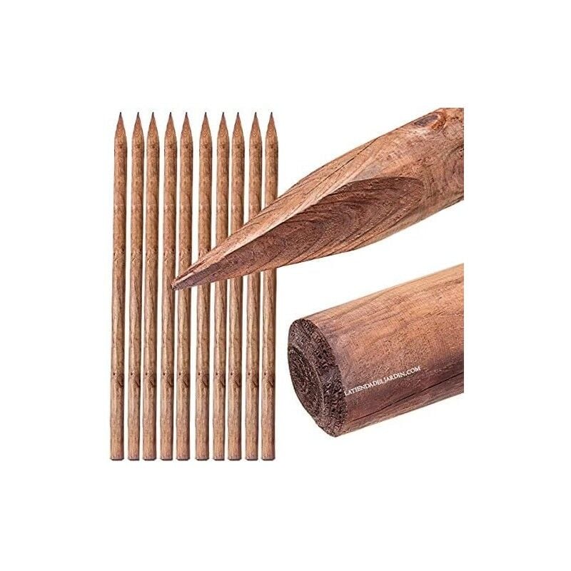 Pack 10 x holzstützen mit Spitze, 200 cm lang, Durchmesser 10 cm. Unterstützung für Bäume. Bau von