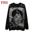 Pull Harajuku Hip Hop avec motif de la sainte mère de la mort pour hommes pulls déchirés pull avec