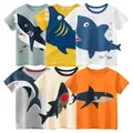 T-shirt imprimé requin dessin animé pour enfants vêtements d'été pour garçons et filles t-shirt à