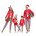 Irevial Herren Irevial Weihnachten Familie Schlafanzug Outfit Nachtwäsche Pajama Set, Herren-rot, XXL EU