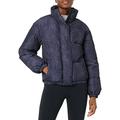 Amazon Essentials Damen Kurze Daunenjacke mit Stehkragen und lockerer Passform (in Übergröße erhältlich) (Früher Daily Ritual), Marineblau Sprenkelmuster, XS