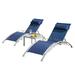 Ebern Designs 3 PCS Yunis Outdoor Metal Chaise Lounge Set w/ Table Metal in Gray | 34 H x 25.35 W x 70.8 D in | Wayfair