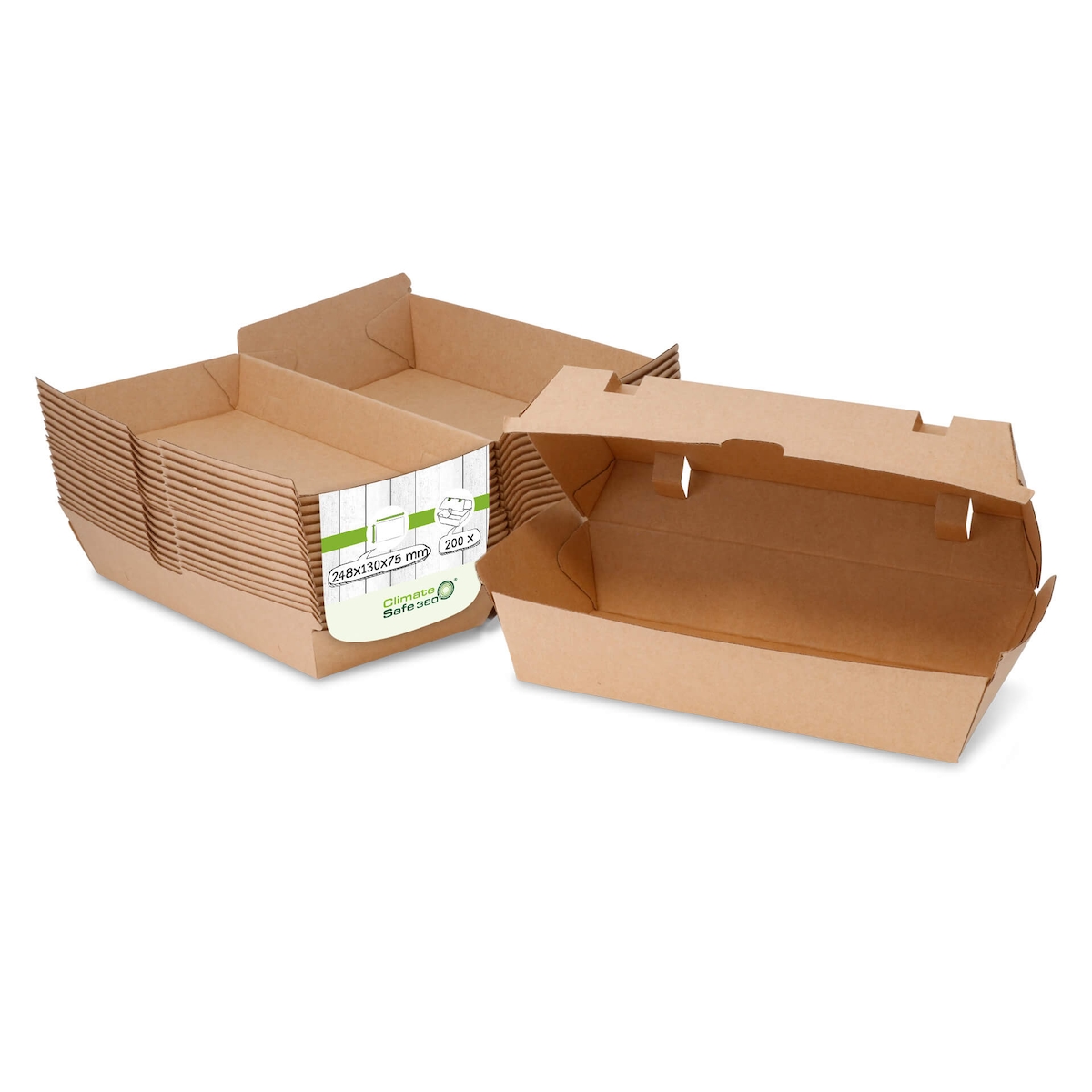greenbox - Boxen mit Klappdeckel 24,8 x 13 x 7,5 cm, Kraftkarton, braun, 200 St.