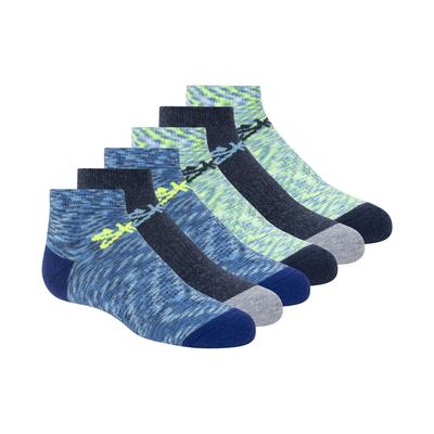 Skechers Boy's 6 Pack Space Dye Low Cut Socks | Size Small | Blue/Gray | Poly Blend
