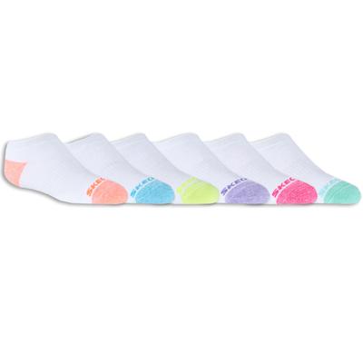 Skechers Girl's 6 Pack Low Cut Walking Socks | Size Small | White | Poly Blend