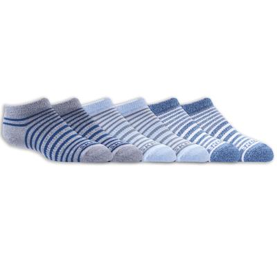 Skechers Boy's 6 Pack Striped No Show Socks | Size Small | Assorted