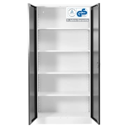 PROREGAL Stahlschrank BEE mit 4 lackierten Fachböden | HxBxT 195x92x60cm | Weiß-Schwarz | Werkstattschrank Werkzeugschrank Aktenschrank Image