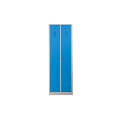 PROREGAL Garderobenspind Camel | 2-Fächer| HxBxT 180x60x50 cm | Vorhängeschloss | Grau-Hellblau Image