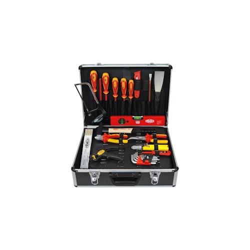 FAMEX 789-10 Alu Werkzeugkoffer mit Werkzeug Set für den Elektriker - Profi Elektriker Werkzeugkiste