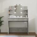 vidaXL Dressing Table with LED Concrete Grey 96x40x142 cm