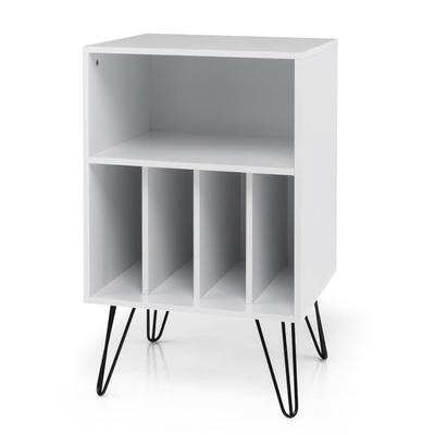 Freestanding Record Player Stand Record Storage Cabinet with Metal Legs - 21" x 18.5" x 34" (L x W x H)