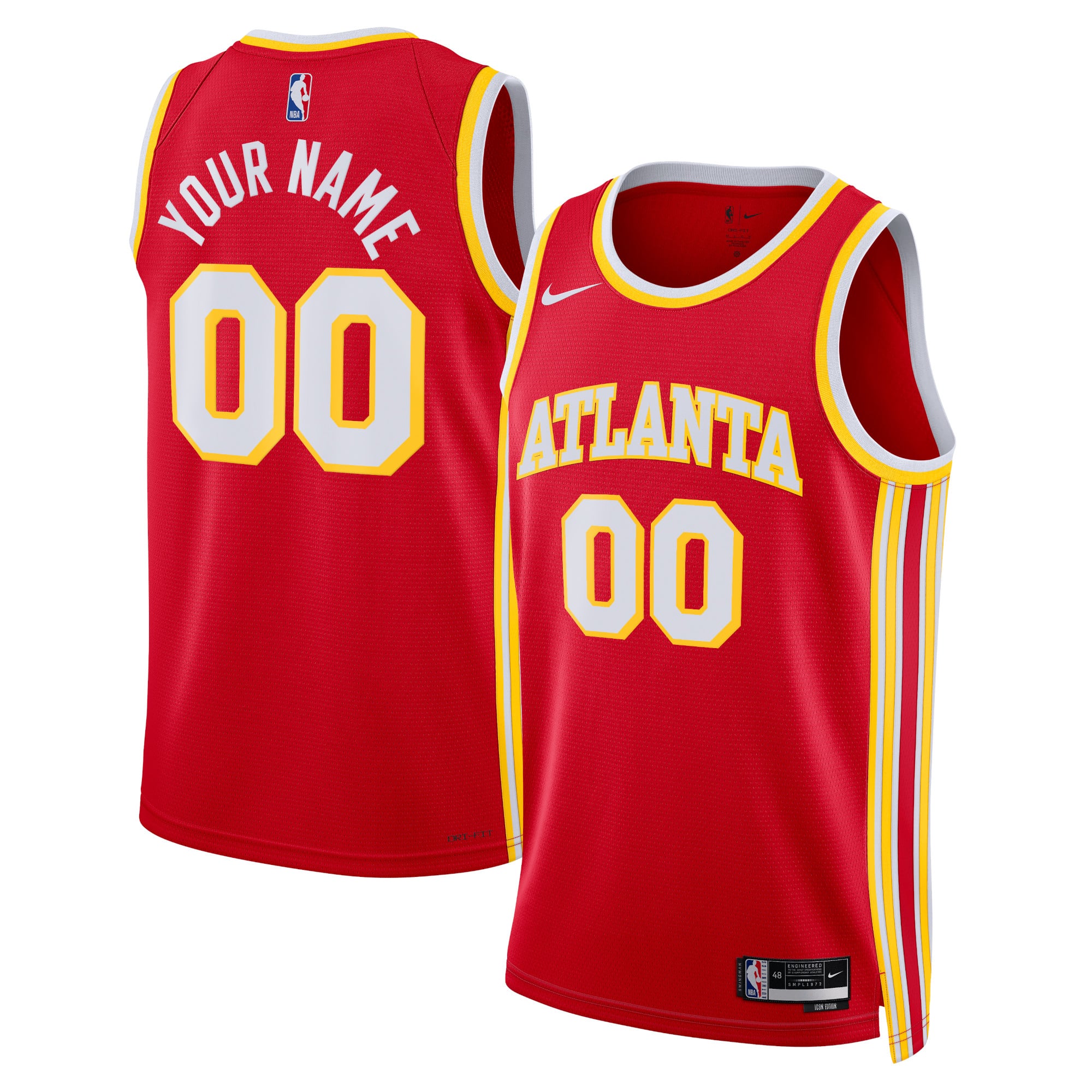 Maillot Nike Icon Swingman des Atlanta Hawks - Personnalisé - Unisexe - Homme Taille: L