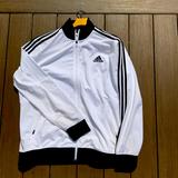 Adidas Jackets & Coats | Adidas Classic White Tricot Track Jacket. 3 Black Strips With Logo | Color: Black/White | Size: Xxl