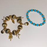 Lilly Pulitzer Jewelry | 2 Of 3 Gold Tone Bracelets Lilly Pulitzer Shell Seeker Set | Color: Blue/Gold | Size: 8 1/2”-9”