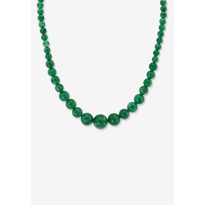 Women's Graduated Round Genuine Green Jade Necklace 18