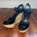 Jessica Simpson Shoes | Jessica Simpson Black Patent Wedge Sandal Size 6 1/2 | Color: Black/Cream | Size: 6.5