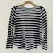 Anthropologie Tops | Anthropologie Postmark B&W Striped W/ Floral Edge Boatneck Top Size Xs | Color: Black/White | Size: Xs