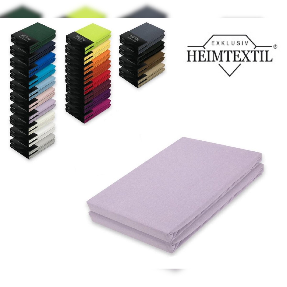 EXKLUSIV HEIMTEXTIL Jersey Spannbettlaken Premium Marke Doppelpack 90 - 100 x 200 cm Flieder Image