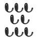 8pcs Wall Hooks Zinc Alloy Hook Coat Cloth Bag Wall Hanger w Screws Black