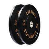 BalanceFrom Everyday Essentials 15 Pound Olympic Weight Plate, Set of 2, Black