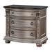 3-drawer Silvertone Solid Wood Nightstand w/ Marble Top