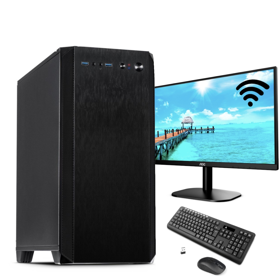 Komplett PC - Office - Multimedia - Intel i3 4x 4,3 GHz 16GB DDR4 Ram 512 SSD - Schallgedämmt 24" Monitor - Drahtlose Tastatur und Maus - Office 2019 Image