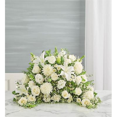 Crescent Cremation Arrangement- All White Small by 1-800 Flowers