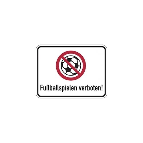 Verbotsschild, Fußballspielen verboten!, Aluverbund – 400 x 300 x 2 mm Aluverbund