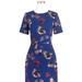 J. Crew Dresses | J. Crew | Short-Sleeve Fitted Dress | Blue Floral | Size 4 | Color: Blue/Pink | Size: 4