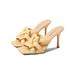 Coach Shoes | Coach L 8.5b Kellie Vanilla Pillowy Leather Square Toe Logo Resort Sandals Heels | Color: Tan/Yellow | Size: 8.5