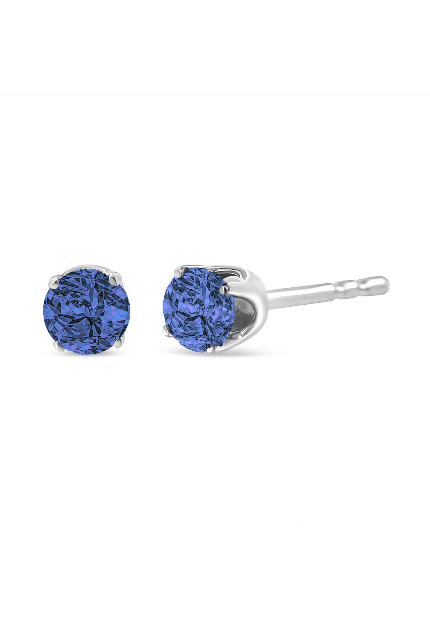 Women's Sterling Silver Round Brilliantcut Blue Diamond Classic 4Prong Stud Earrings by Haus of Brilliance in Blue