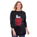 Plus Size Women's Peanuts Women's Crewneck Sweatshirt Black XMAS Snoopy by Peanuts in Black Xmas Snoopy (Size L)