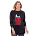 Plus Size Women's Peanuts Women's Crewneck Sweatshirt Black XMAS Snoopy by Peanuts in Black Xmas Snoopy (Size L)